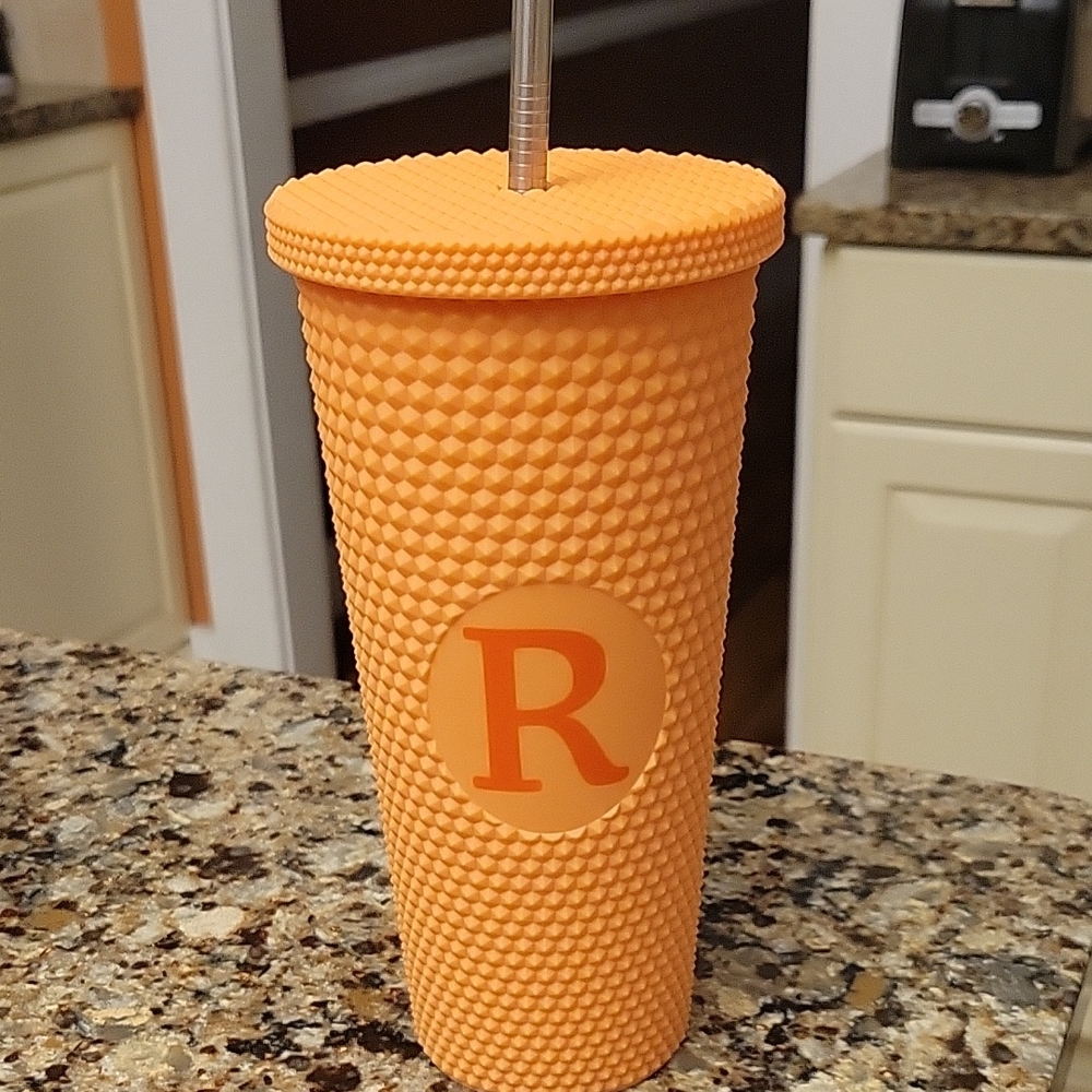 Modern Expressions Monogram Tumbler with metal straw EUC